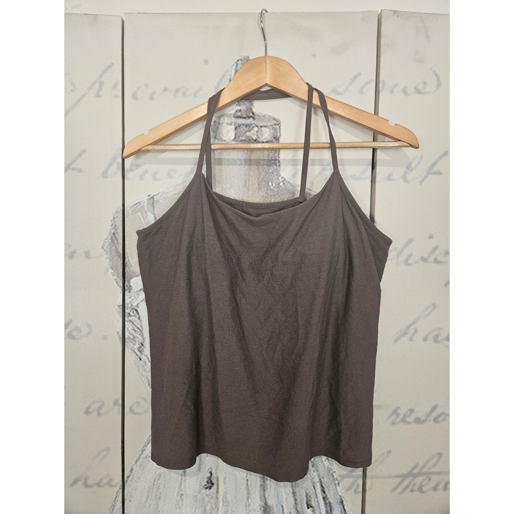 Eileen Fisher Womens Large Brown Rayon Blend Square Neck Camisole Tank Top USA